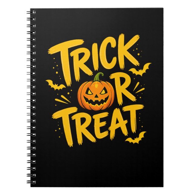 Trick Or Treat Pumpkin Halloween Notebook Journal (Front)