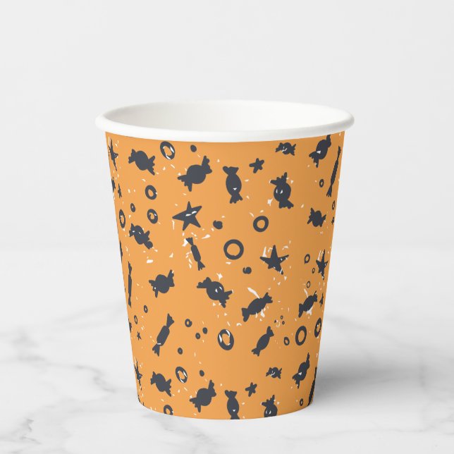 Trick Or Treat Pumpkin Halloween Paper Cups (Front)