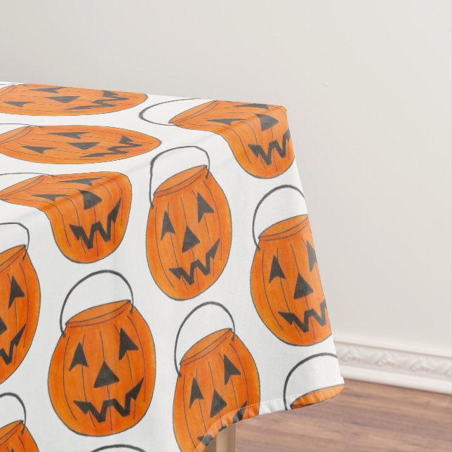 Trick or Treat Pumpkin Jack o' Lantern Halloween Tablecloth (In Situ)