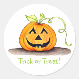 "Trick or Treat" Pumpkin Sticker