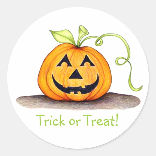 "Trick or Treat" Pumpkin Sticker (Front)