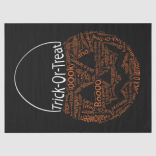 Trick Or Treat Pumpkin Typography Orange Tissue Paper