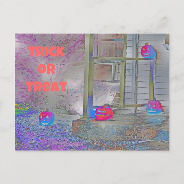 Trick or Treat Pumpkins Gimp Art Postcard (Front)