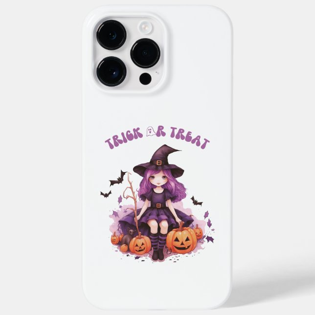 Trick or Treat Purple Witch Pumpkins & Bats Case-Mate iPhone Case (Back)