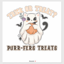 Trick or Treat? Purr-fers Treats! Funny ghost Cat