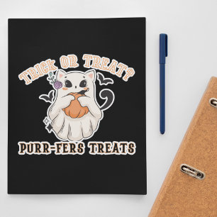 Trick or Treat? Purr-fers Treats! Funny ghost Cat Classic Round Sticker