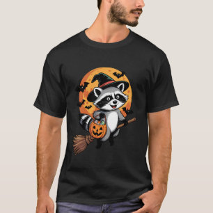 Trick or Treat Racoon Witch Halloween Pumpkin Can T-Shirt