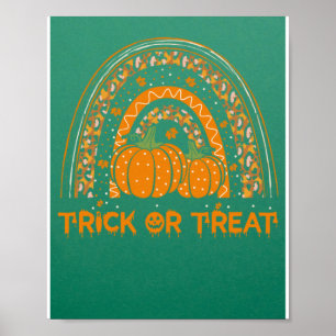 Trick Or Treat Rainbow Pumpkin Halloween Costume Poster