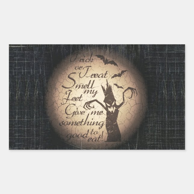 trick or treat rectangular sticker (Front)