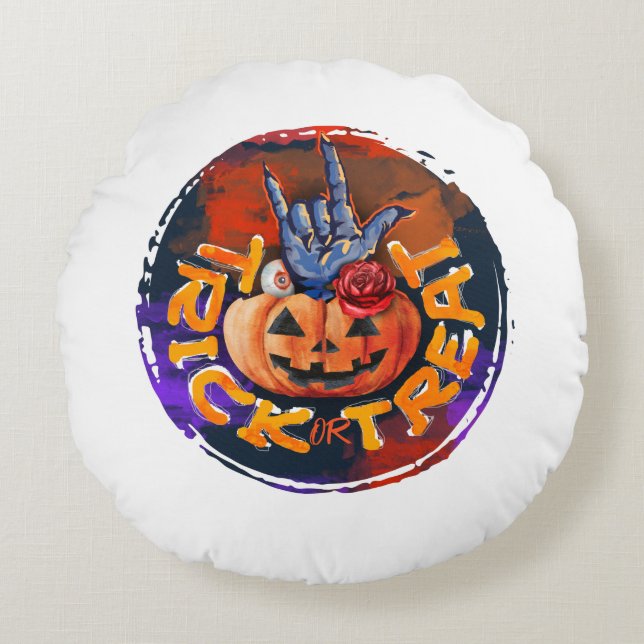 Trick or Treat Round Cushion (Front)
