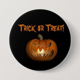 Trick or Treat Scary Face Pumpkin Button