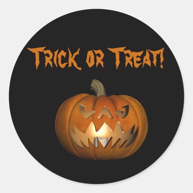 Trick or Treat Scary Face Pumpkin Sticker (Front)
