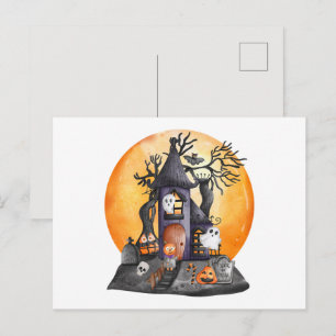 Trick or Treat Scary Halloween Night Postcard