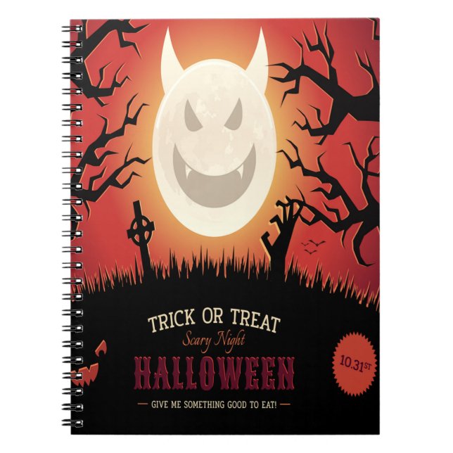 Trick or Treat Scary Night Halloween Notebook (Front)