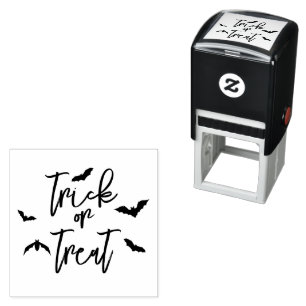 Trick Or Treat Script With Bats Stylish Halloween Self-inking Stamp
