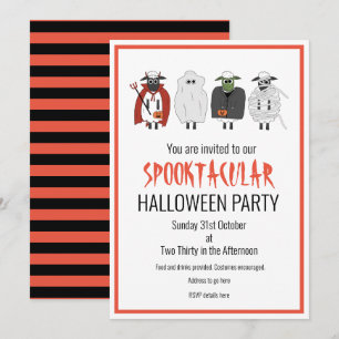 Trick or Treat Sheep in Costumes Halloween Party Invitation