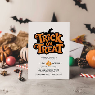TRICK OR TREAT SIMPLE HALLOWEEN Bash Party Invitation