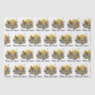 Trick or Treat Skeletons Witch White Halloween Tissue Paper