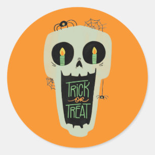 Trick or Treat Skull Classic Round Sticker