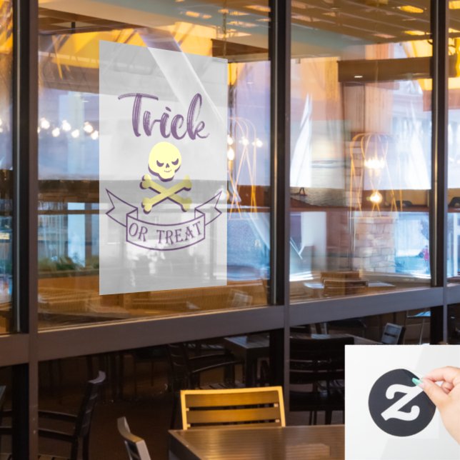 Trick or treat skull crossbones Halloween ribbon (Restaurant Window)