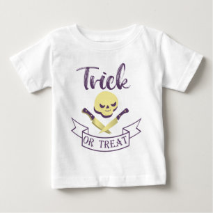 Trick or treat skull crossbones Halloween ribbon Baby T-Shirt