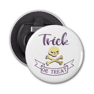 Trick or treat skull crossbones Halloween ribbon Bottle Opener