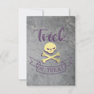 Trick or treat skull crossbones Halloween ribbon Card