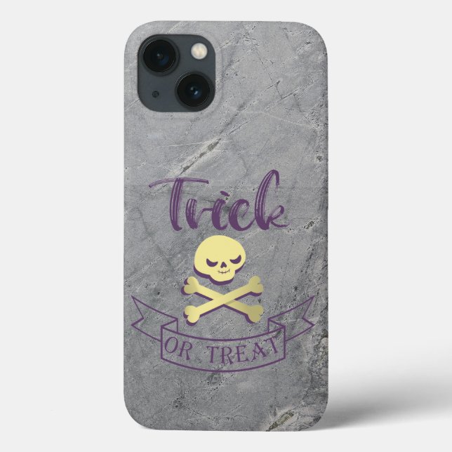 Trick or treat skull crossbones Halloween ribbon Case-Mate iPhone Case (Back)