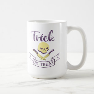 Trick or treat skull crossbones Halloween ribbon  Coffee Mug