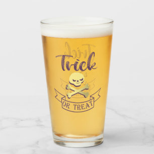 Trick or treat skull crossbones Halloween ribbon Glass
