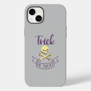 Trick or treat skull crossbones Halloween ribbon iPhone 14 Plus Case