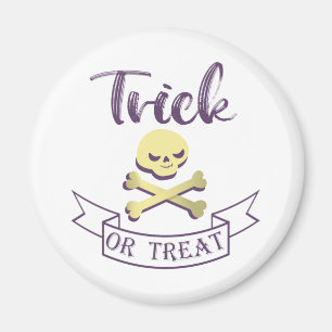 Trick or treat skull crossbones Halloween ribbon Magnet
