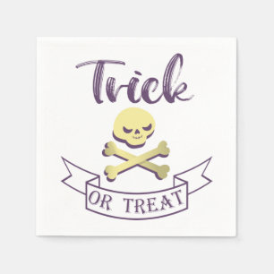 Trick or treat skull crossbones Halloween ribbon Napkin