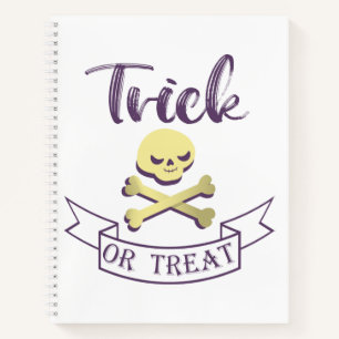 Trick or treat skull crossbones Halloween ribbon Notebook
