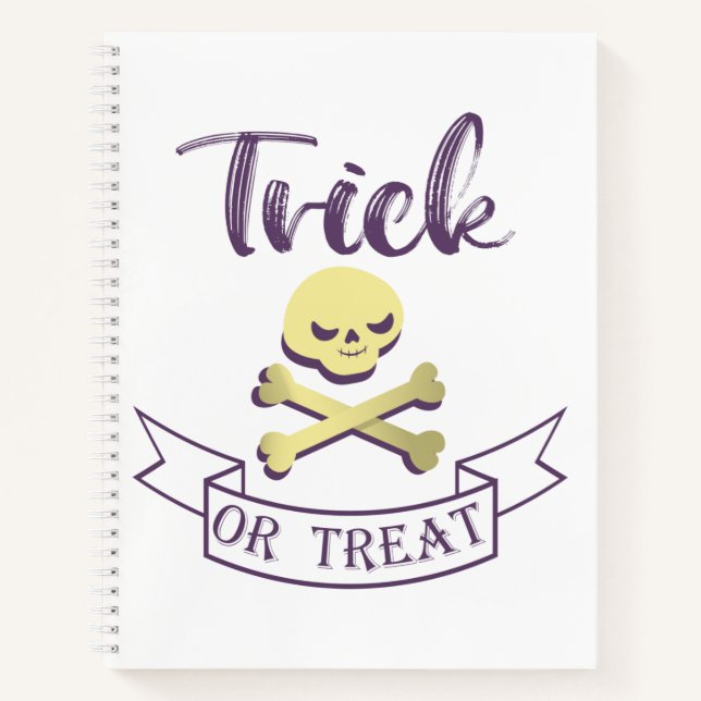 Trick or treat skull crossbones Halloween ribbon Notebook (Front)