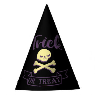 Trick or treat skull crossbones Halloween ribbon Party Hat