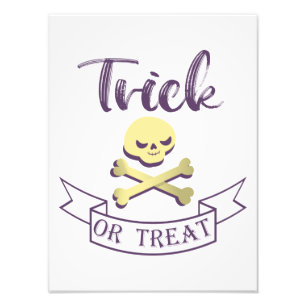 Trick or treat skull crossbones Halloween ribbon Photo Print
