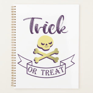 Trick or treat skull crossbones Halloween ribbon Planner