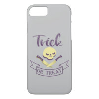 Trick or treat skull crossbones Halloween ribbon T