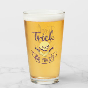 Trick or treat skull crossbones Halloween ribbon T Glass