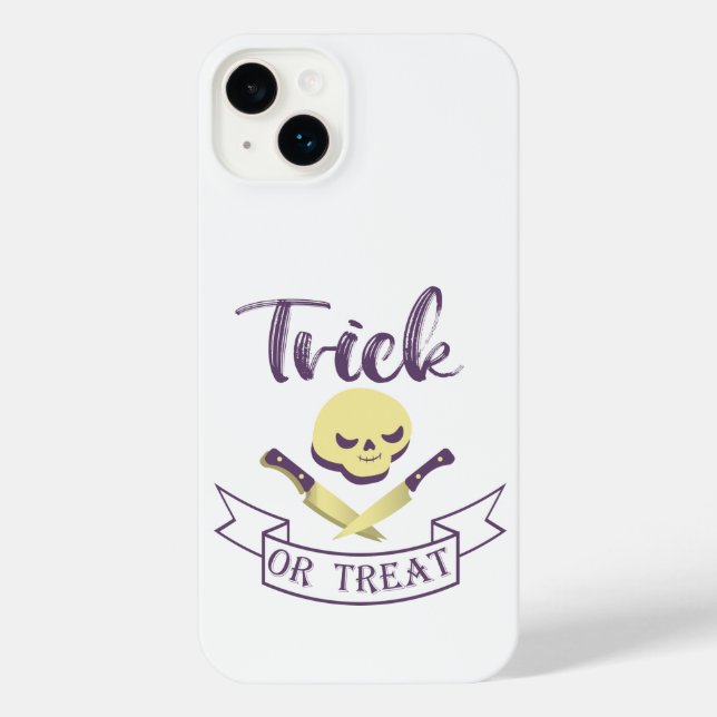 Trick or treat skull crossbones Halloween ribbon T iPhone Case (Back)