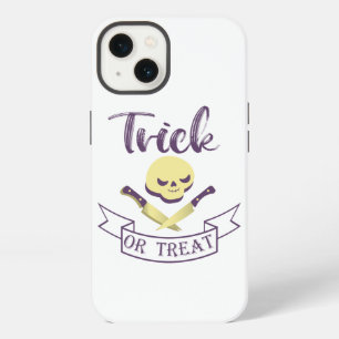 Trick or treat skull crossbones Halloween ribbon T iPhone 13 Case