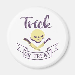 Trick or treat skull crossbones Halloween ribbon T Magnet
