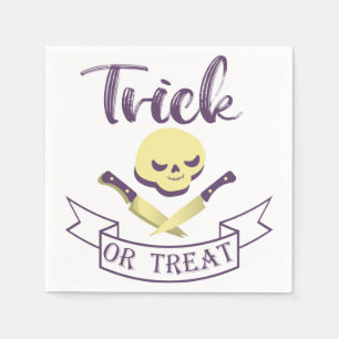 Trick or treat skull crossbones Halloween ribbon T Napkin