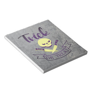 Trick or treat skull crossbones Halloween ribbon T Notepad