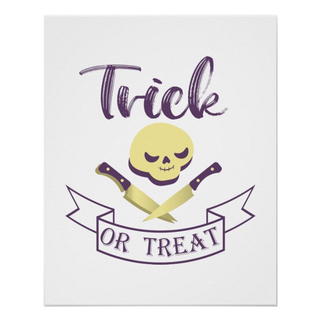 Trick or treat skull crossbones Halloween ribbon T Poster (Front)