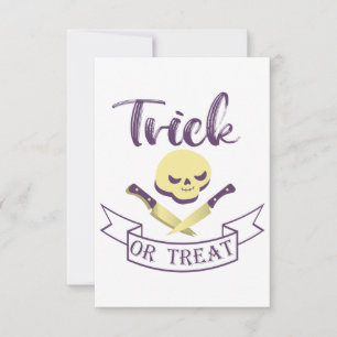 Trick or treat skull crossbones Halloween ribbon T Save The Date