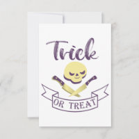 Trick or treat skull crossbones Halloween ribbon T