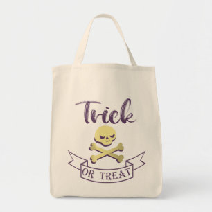 Trick or treat skull crossbones Halloween ribbon Tote Bag