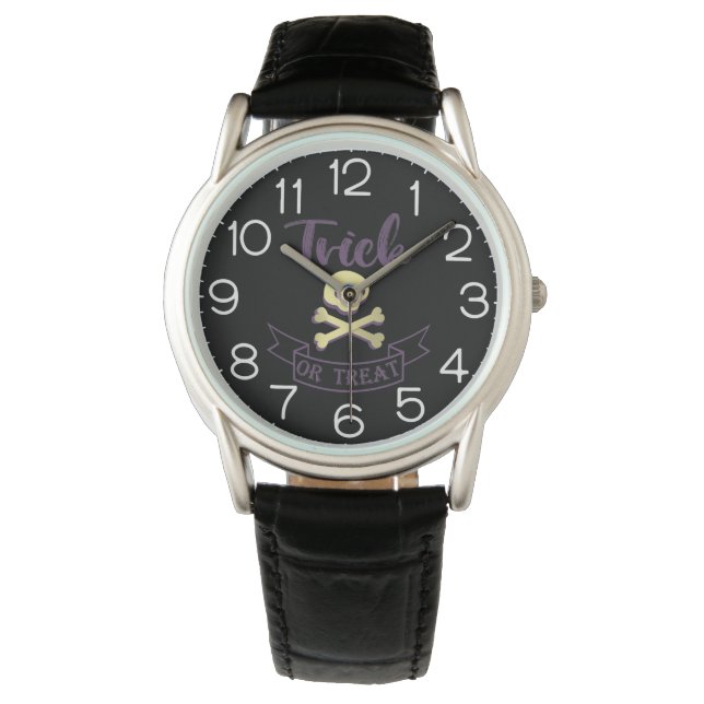 Trick or treat skull crossbones Halloween ribbon Watch (Front)